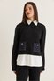 Women's Black Shirt Garnished Denim Pocket Detailed Crew Neck Knitwear Sweater Tk261127 60286681 - 3