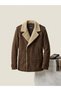 15300 Brown Nubuck Men's Coat with Fur Collar - 4