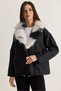 Women's Black Mobile Fur Collar Buttoned Pocket Detailed Hem Gathered Jacket 7071 60286679 - 3