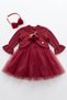 Baby Girl Child 3-Piece Rose Tulle Dress with Knitwear Cardigan and Crown Birthday Special Day Eid Wedding Evening Dress Set 1-4 Years - 7