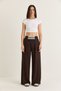 Women's Bitter Brown Striped Elastic Waist Detailed Pleated Wide Leg Trousers 2702 60286663 - 2