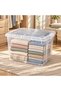 Linen Foldable Storage Box 24L Blue - 5
