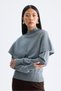 Cape Detailed High Collar Knitwear Sweater 15335 - 2