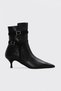 Genuine Leather 019Sza25-828 Black Women's Thin Heel Boots