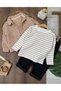 Quilted Jacket, Striped Combed Cotton Sweatshirt, Lycra Jeans, 3-Piece Baby Boy Set - 2