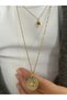 Steel Bee Auger Chain Turquoise Stone Necklace