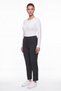 Women's Black Seasonal High-Waisted Patterned Trousers with Stone Detail on the Waist and Stone Detail on the Cuffs - 2