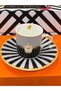 Black Porcelain Coffee Cup Set with Bird Figures for Two People