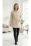 Women's Hooded Zippered Soft Bearded Cardigan with Tie at the Waist - 4