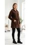 Women's Hooded Zippered Soft Bearded Cardigan with Tie at the Waist - 6