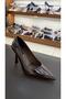 Brown Patent Leather High Heeled Women's Shoes - 4