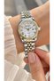 Roma Numerals-Calendar-Silver Yellow Color Steel Strap-White Dial-Stylish Box-Women's Wristwatch - 2