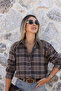 Coffee Checkered Stone Shirt - 3