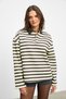 Muse Women's Striped Knitwear Polo Collar Regular Fit Yellow Sweatshirt - 2