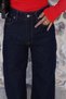 Navy Blue Rins Washed Palazzo Jeans - 3