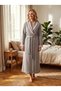 New Season Gray Winter Quilted Shawl Collar Full Length Belted Special Design Long Dressing Gown - 4