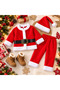 Boys Christmas Santa Claus Costume 3 Piece Set with Hat Red Plush Santa Outfit 1-8 Years - 3