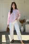 Pink Striped Crew Neck Sweatshirt