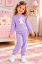 Girl's Ribbed Rabbit Print 2-Piece Set – Sweatshirt & Sweatpants – Casual Combination