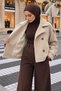 High Collar Belted Cashmere Coat Tsd260351 Beige - 2