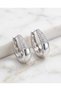 Satin Half Zircon Stone Curved Oval Hoop Steel Xuping Earrings