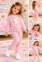 Girl's Ribbed Rabbit Print 2-Piece Set – Sweatshirt & Sweatpants – Casual Combination - 3