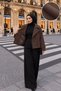 High Collar Belted Cashmere Coat Tsd260351 Brown - 2