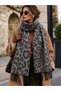 Women's French Leopard Patterned Loose Scarf Shawl - Oversized Winter Shawl with Tassels - 7