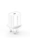 20W PD Type-C Fast Wall Charger - UK Plug High-Speed Adapter for iPhone 16/15/14, iPad, Samsung - White