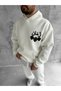 White Hooded Oversize Premium Calligraphy Embroidered Sweatshirt - 2