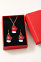 Women's Icicle Themed Glove Figured Necklace and Earring Jewelry Set Gold Color with Snowflake Detail