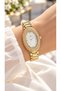Stone-Embellished Oval Case-Yellow Silver Steel Strap-Women's Wristwatch-In Stylish Box - 2