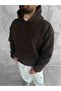 Brown Hooded Oversize Premium Glyph Embroidered Sweatshirt - 4