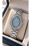 Stone-Embellished Oval Case-Silver Steel Strap-Blue Dial-Women's Wristwatch-In Stylish Box - 2