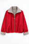 Red Brown Plaid Oversized Bomber Trench Coat