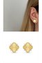 Small Stone Gold Color Clover Earrings