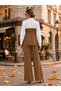 Women's Long Sleeve Collared Top with Trikoton Asymmetrical Detail, Belted at the Waist, Imported Crepe Blouse and Torn Detail - 3