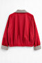 Red Brown Plaid Oversized Bomber Trench Coat - 4