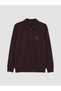 Plum Polo Neck Men's Thick Sweatshirt - 5