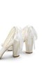 Women's White Pearl and Lace Detailed Ankle Strap Pointed Toe Thick Heeled Bridal Shoes - 3