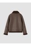 Brown Suede Look Fur Collar Girls' Coat - 4