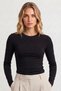 Women's Crew Neck Long Sleeve Premium Soft Blouse - 2