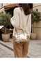 Gold Shiny Textured Women's Handbag and Crossbody Bag Bsk2026 - 3