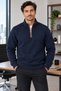 Men's Plus Size Thessaloniki Textured Stand Collar Half-Zip Sweatshirt