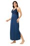 Women's Satin Nightwear 3PC Set, Lace Robe, Nightdress & Pajama Pants, Free Size, Plum Purple - 7
