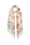 90X90 Floral Patterned Satin Scarf – Cream