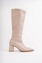 Karam New Pointed Toe Gold Detail Thick Heel Ankle-High Zippered Boots _The Peak of Everyday Style - 4