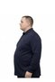 Navy Blue Large Size Men's Pique Sweatshirt - 2