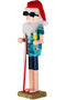 Christmas Ornament Lead Soldier Nutcracker with Surfboard and Christmas Hat Red-Blue 38 Cm. - 3