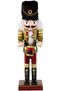 Christmas Ornament Lead Soldier Nutcracker Playing Snare Drum Claret Red-Green 25 Cm.